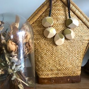 ZARA wood and brass necklace